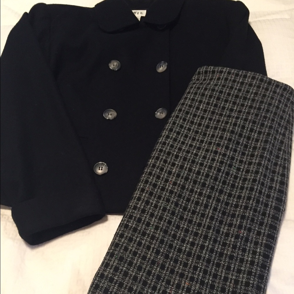 Wool Black Jacket and Skirt Suit.  Size 10